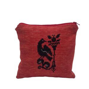 Small Red Fabric Zippered Pouch